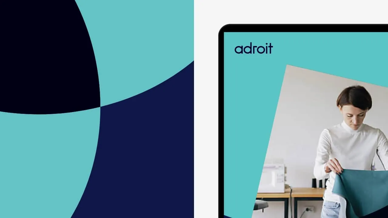 Adroit website styling shown on a tablet device