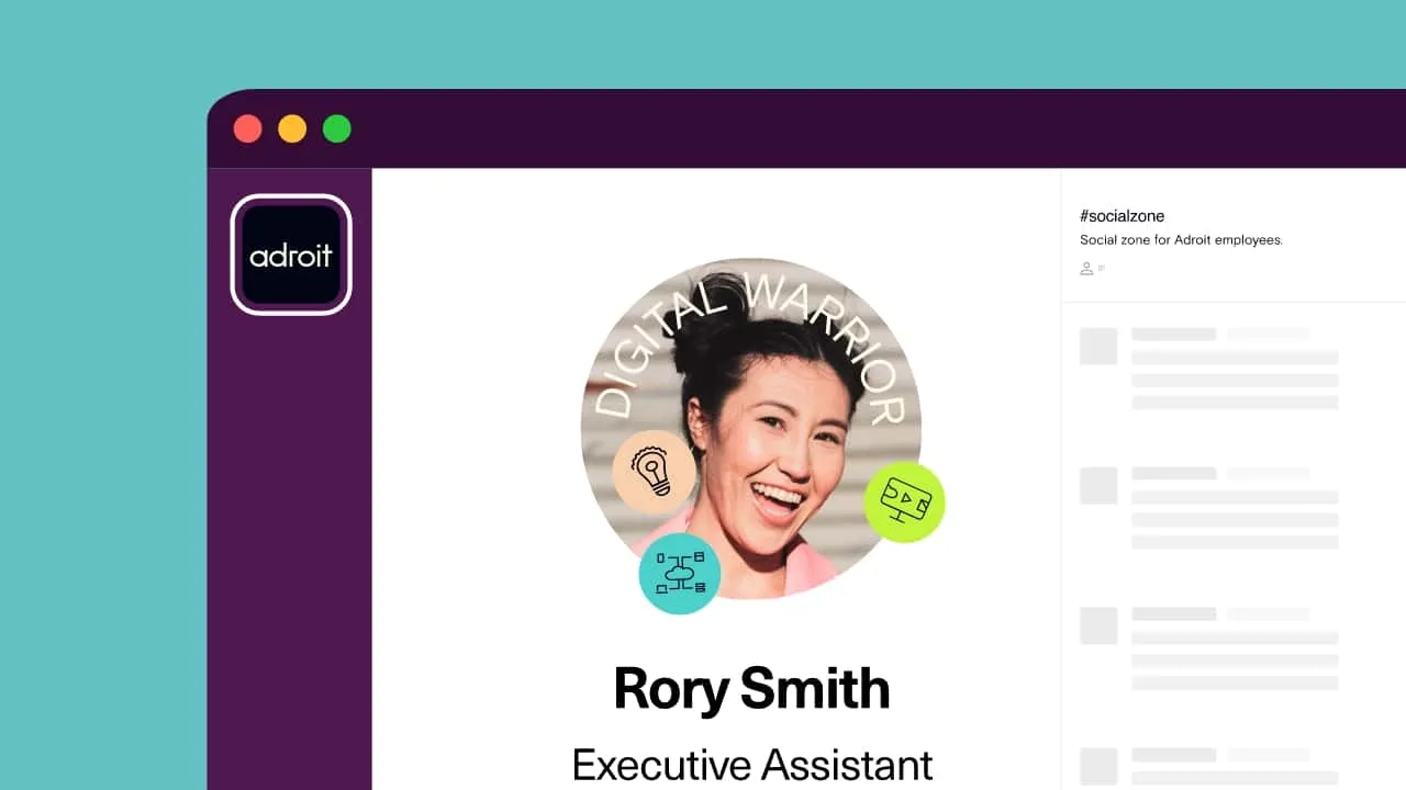 Adroit intranet social zone interface mockup