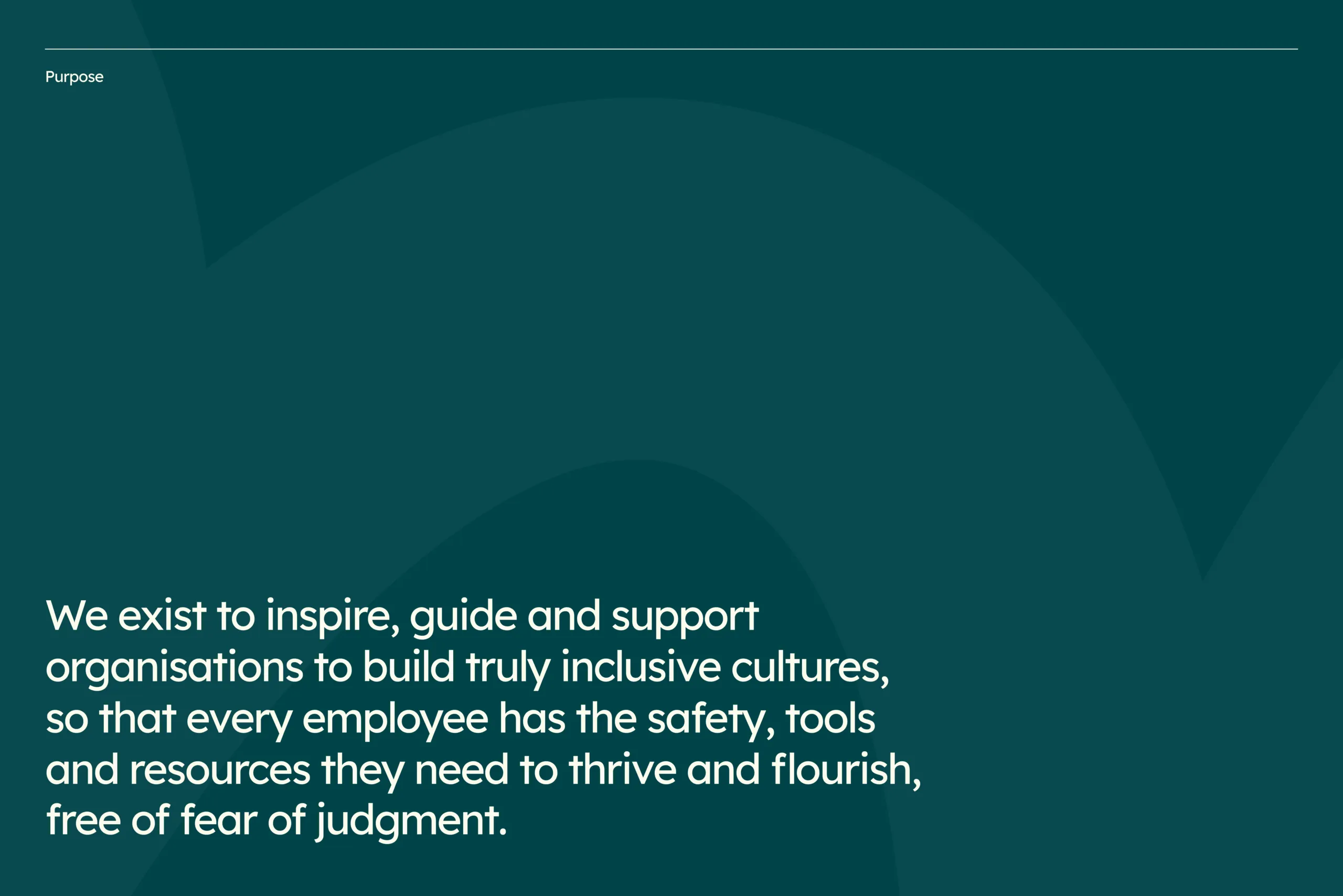 Onvero's purpose set against a Midnight Aqua backdrop